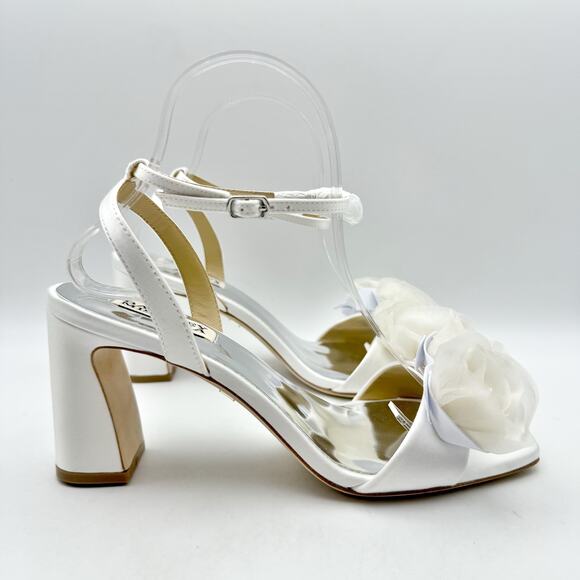 Badgley Mischka Womens Carli Heeled Sandals US 8 White Tulle Bow EUC - Picture 4 of 14